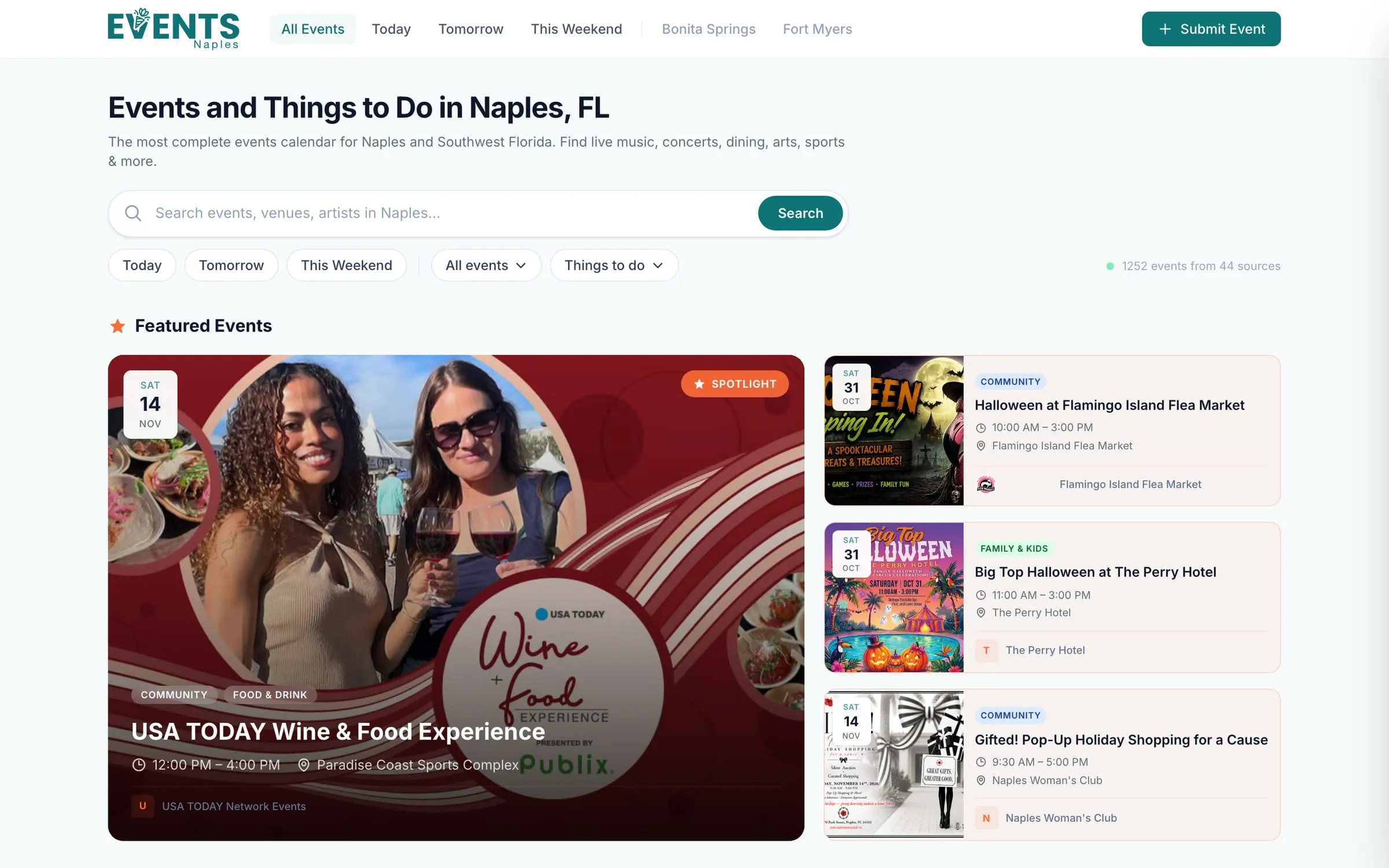 Events Naples website
