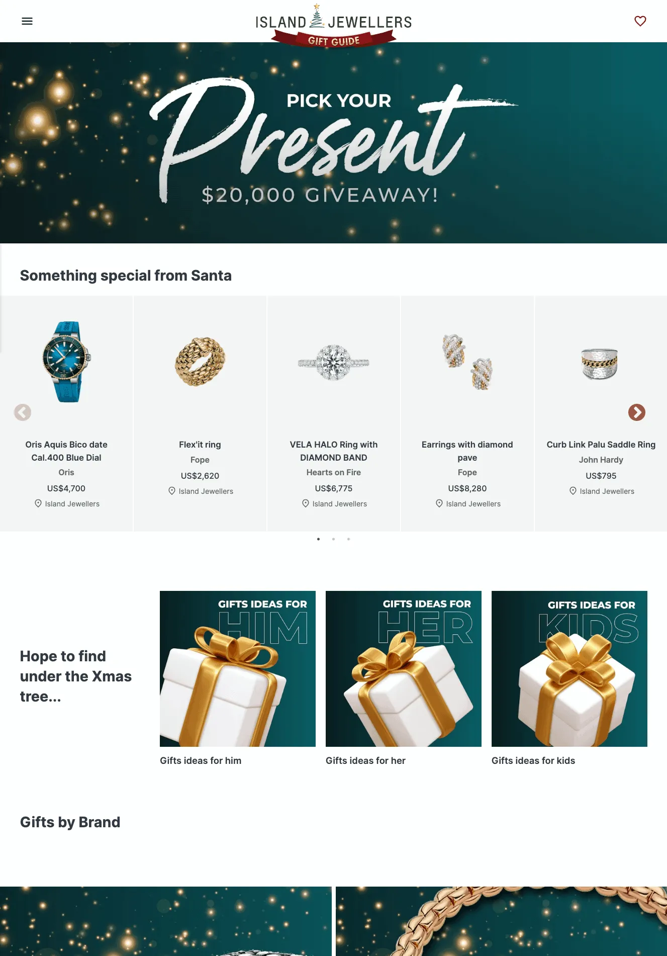 Island Jewellers Gift Guide website