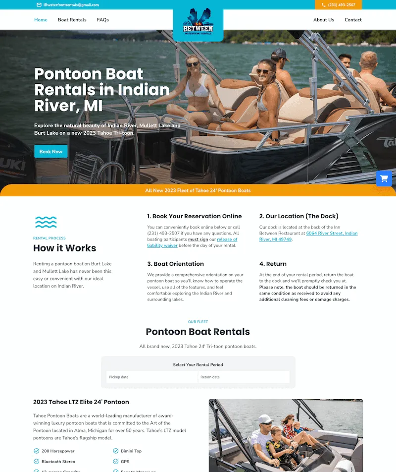 Inn Between Waterfront Rentals website