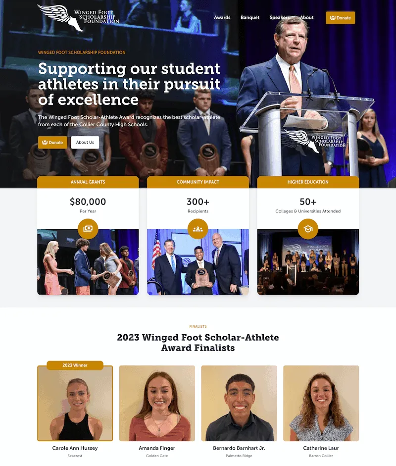 Winged Foot Scholarship website