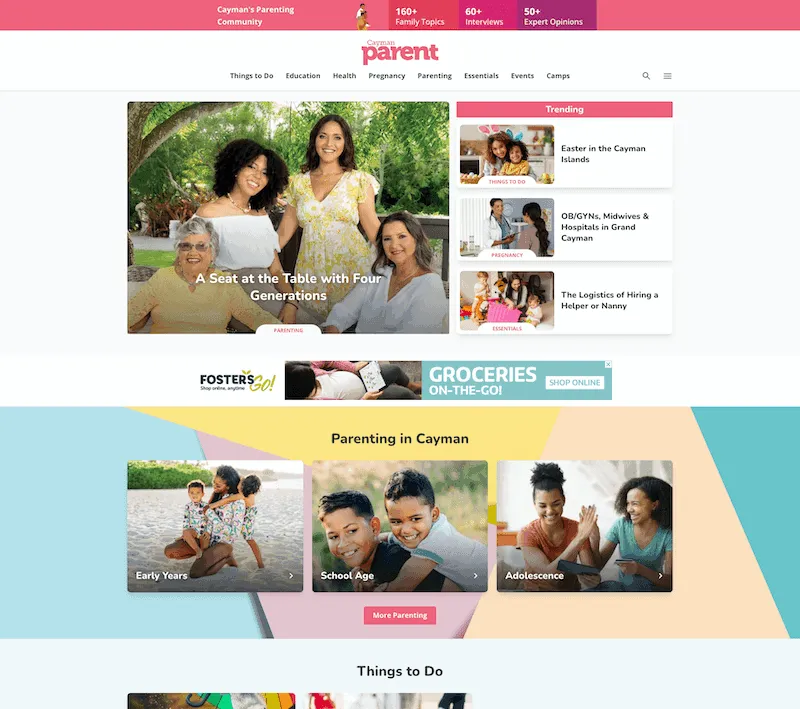 Cayman Parent website